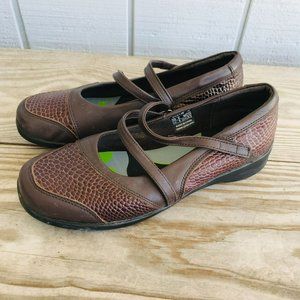 Aetrex Julia Mary Jane Loafers Brown Leather Womens 8 M E361W Walking Comfort